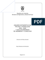 Anuario Estadistico Frutas y Hortalizas 2004-2008, Colombia