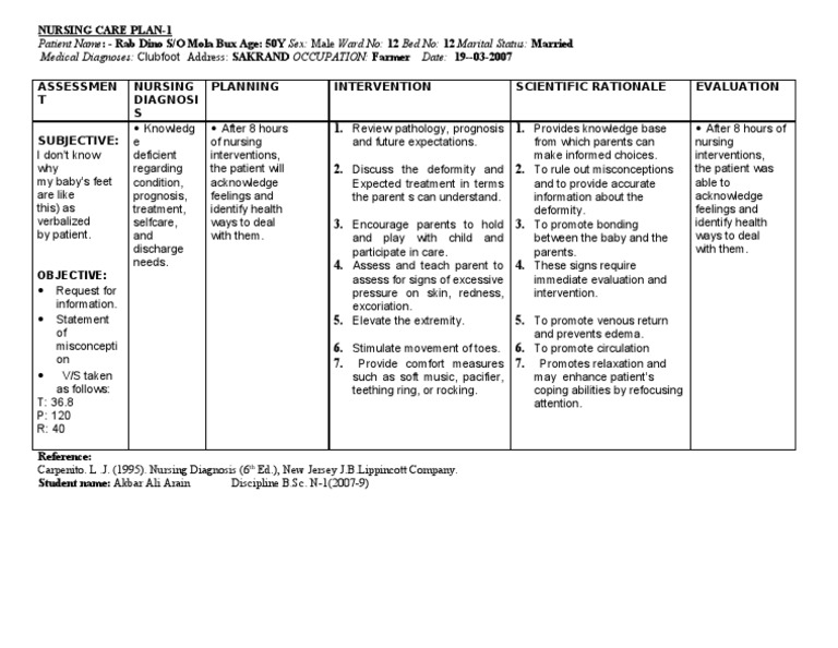 Clubfoot Nursing Medical Diagnosis