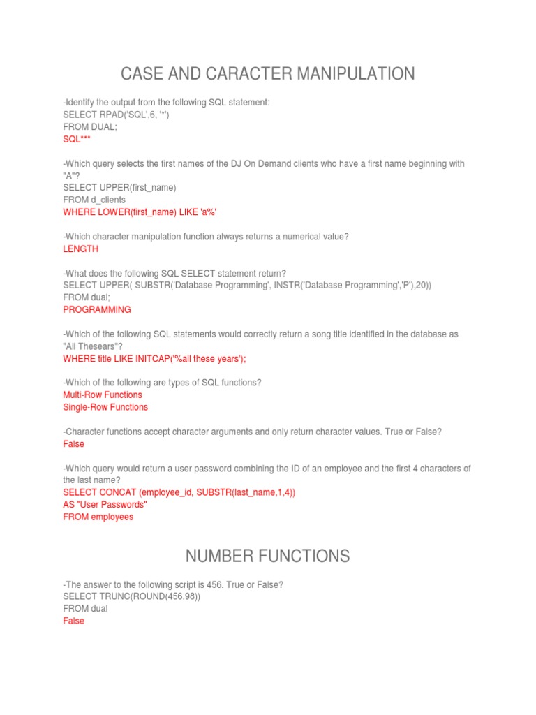 Sec.4 - CASE AND CARACTER MANIPULATION | PDF | Table (Database) | Areas ...