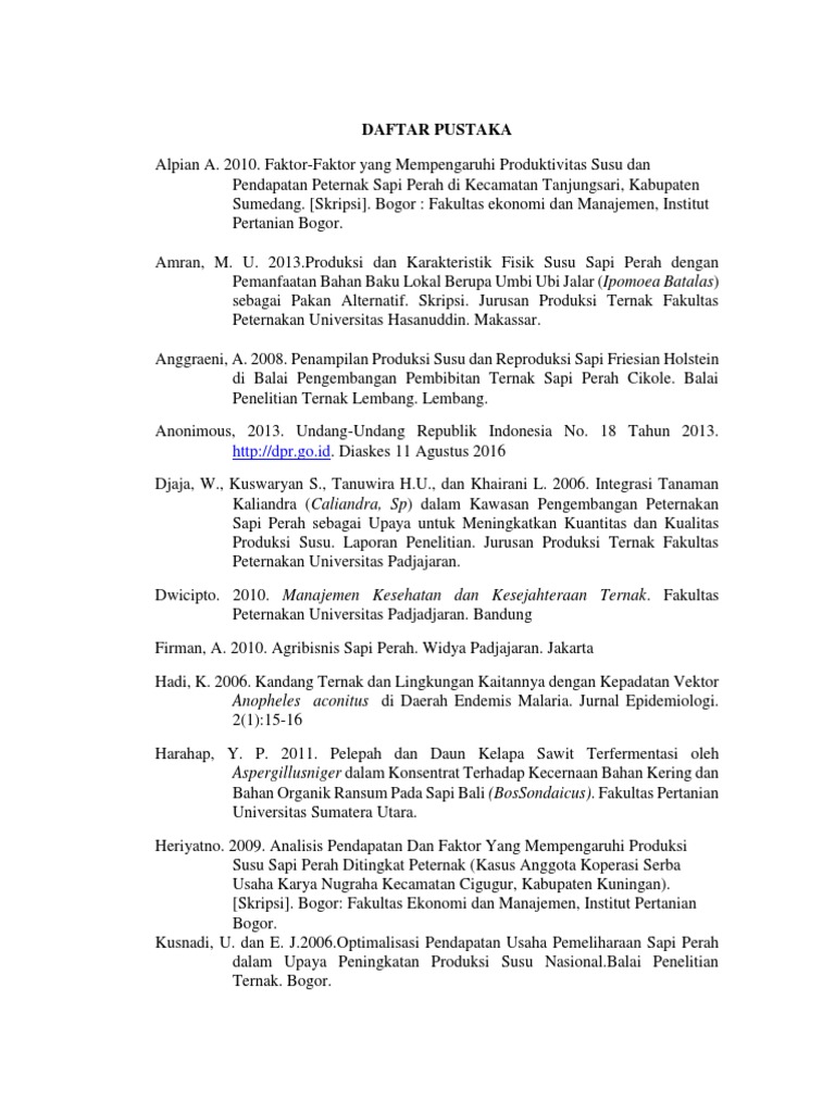 Daftar Pustaka Jurnal Peternakan Peran Sekolah