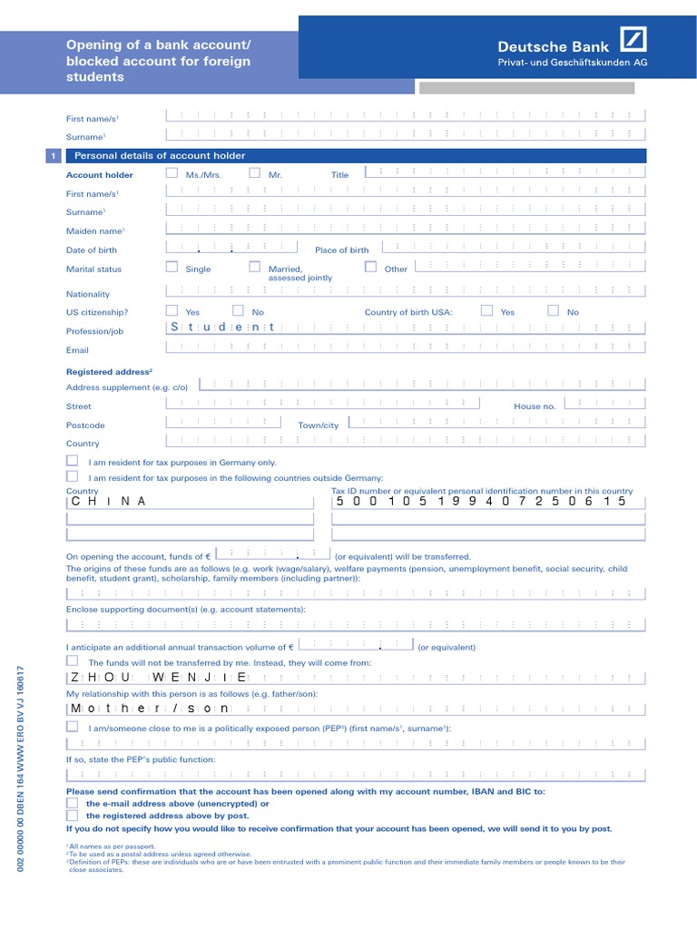 5 开户表格模板 Transaction Account Debit Card