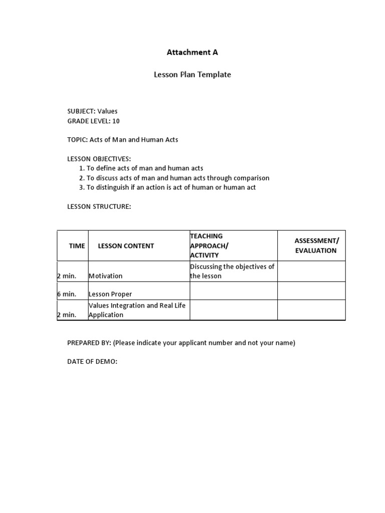 Lesson Plan on Human Acts for Grade 10 | PDF