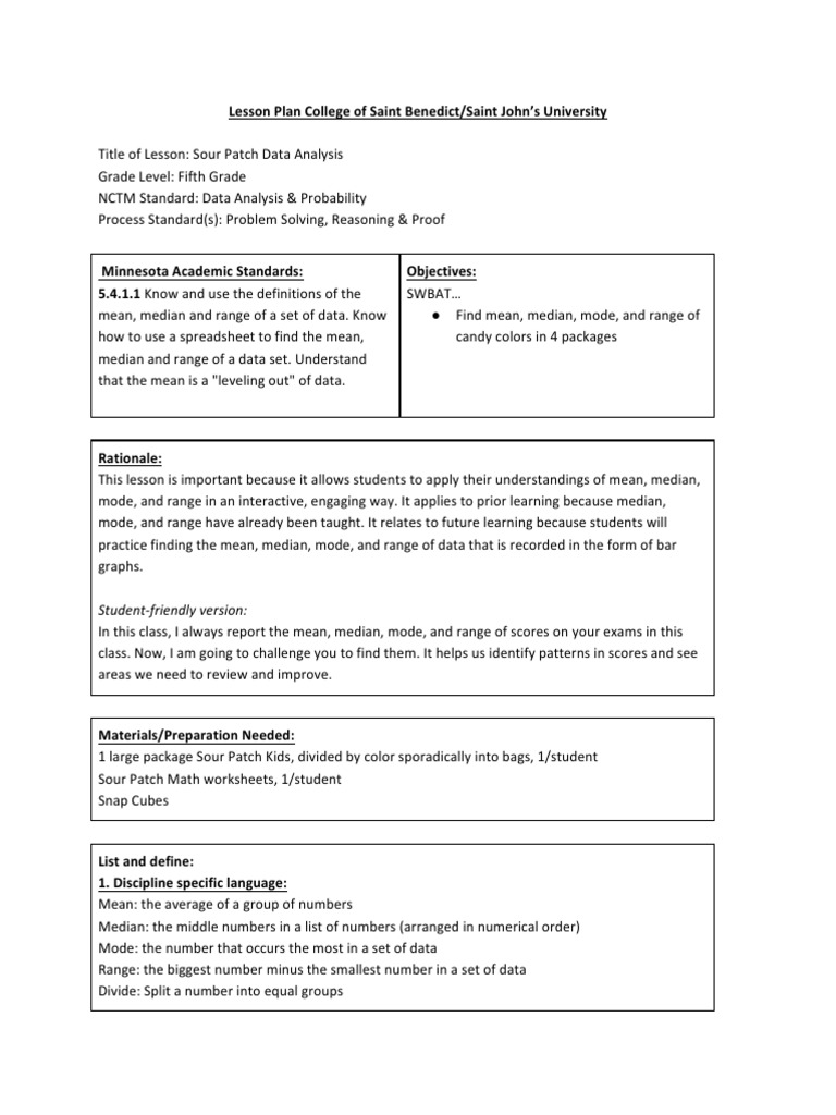 Grade 5 Data Analysis with Candy | PDF | Mode (Statistics) | National ...