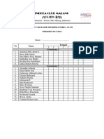 Indrea Club Malang Daftar Hadir Member 2017-2018