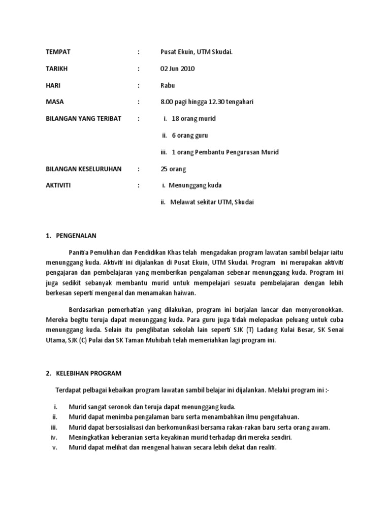 Contoh Laporan Aktiviti
