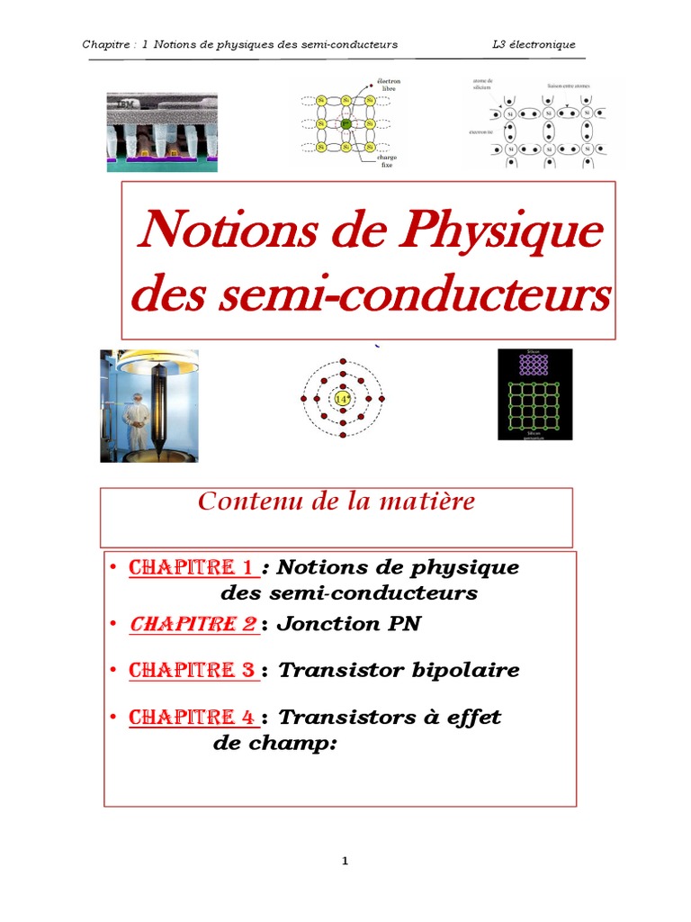 Chapitre 1 PDF Théorie des bandes Semiconducteurs — free download