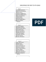 Groupings For 3Rd To 4Th Grading Performance Tasks: Group 1: - 1 2 3 4 5 6 7 8 9 10