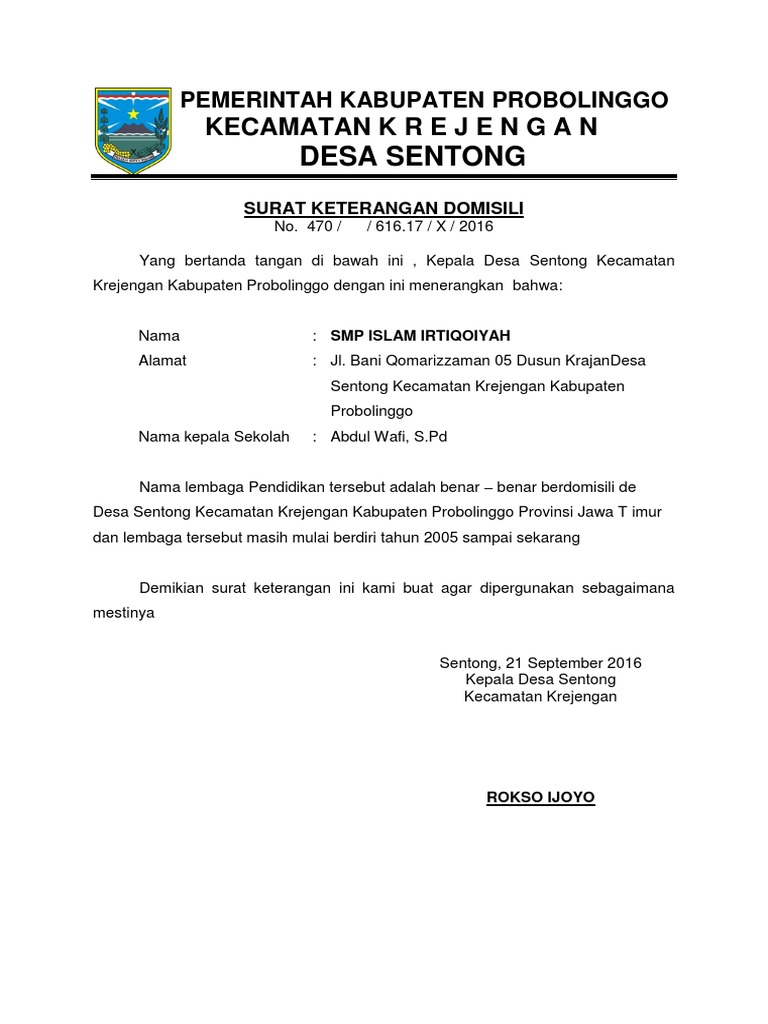 Sk Domisili Lembaga