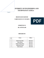 University of Engineering and Technology Taxila: Presentation Report Carbonation of Concrete