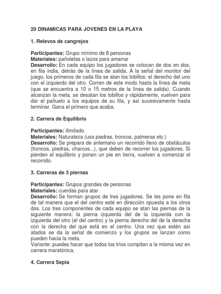 20 Dinamicas para Jovenes en La Playa | PDF | Deportes | Ocio, image size:768x1024