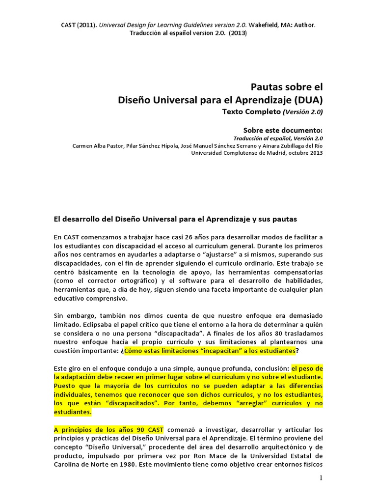 Guía de Diseño Universal para Aprendizaje | PDF | Plan de estudios ...