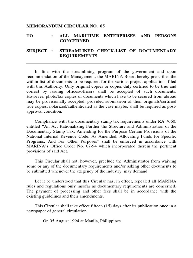 Marina Requirements PDF Notary Public Oil Tanker