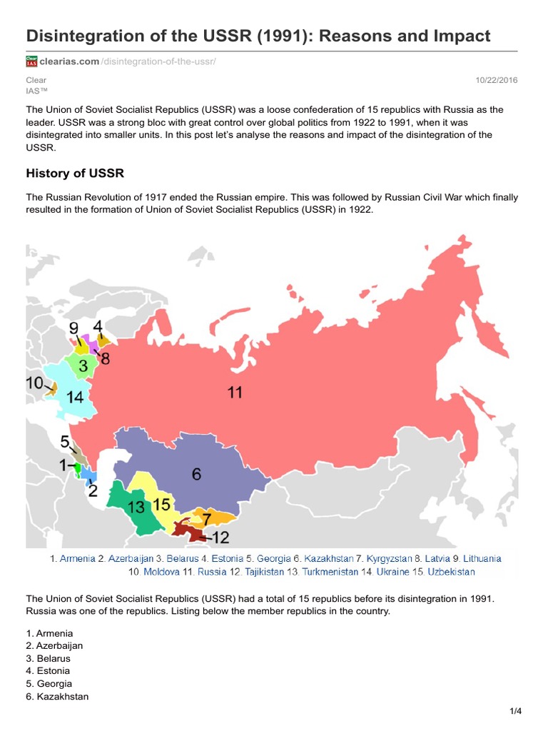 Causes and Effects of USSR Disintegration | PDF | Republics Of The ...