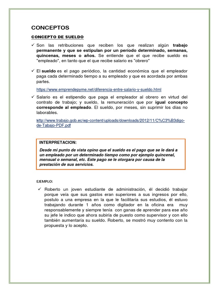 Conceptos de Administracion de Sueldos y Salarios | PDF | Salario ...