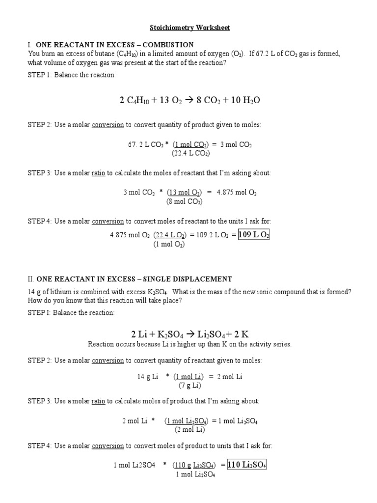 Gas Stoichiometry Worksheet Doc | worksheet today
