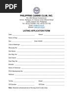 Philippine Canine Club, Inc.: Listing Application Form