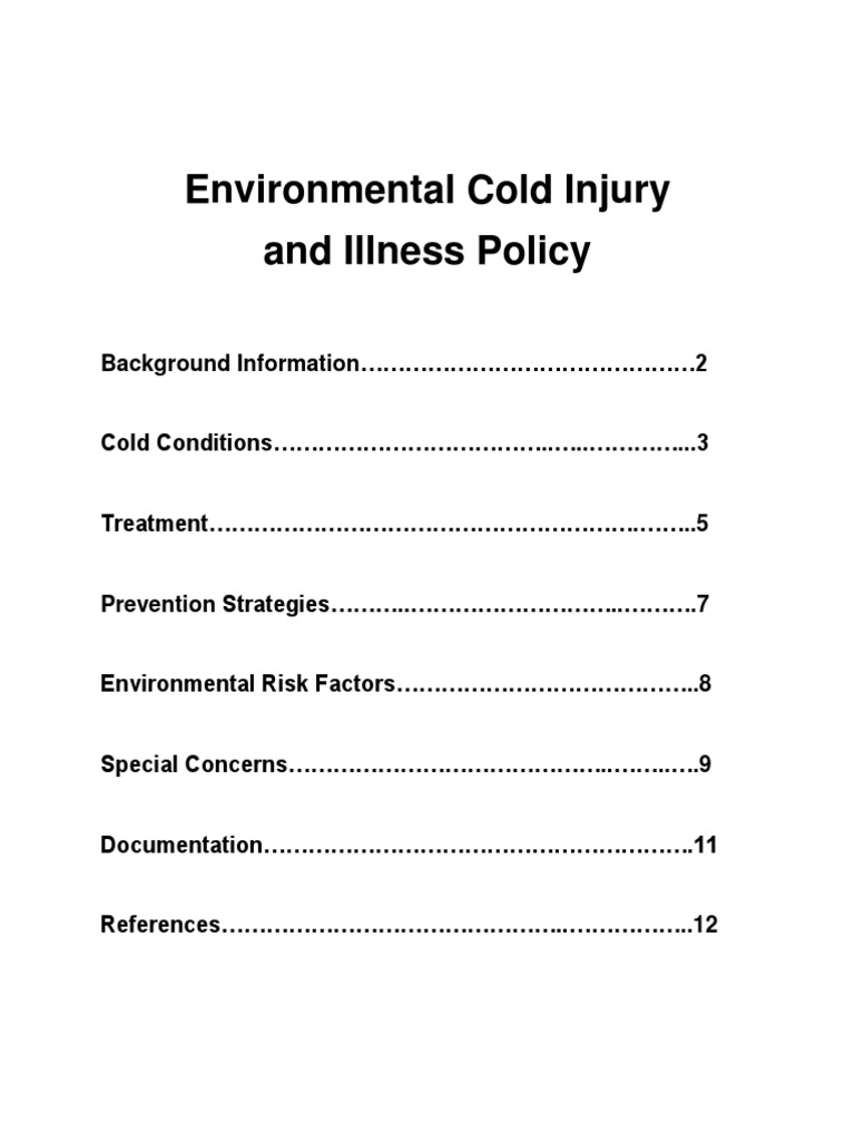 Environmental Cold Injury and Illness Prevention Policy | PDF ...
