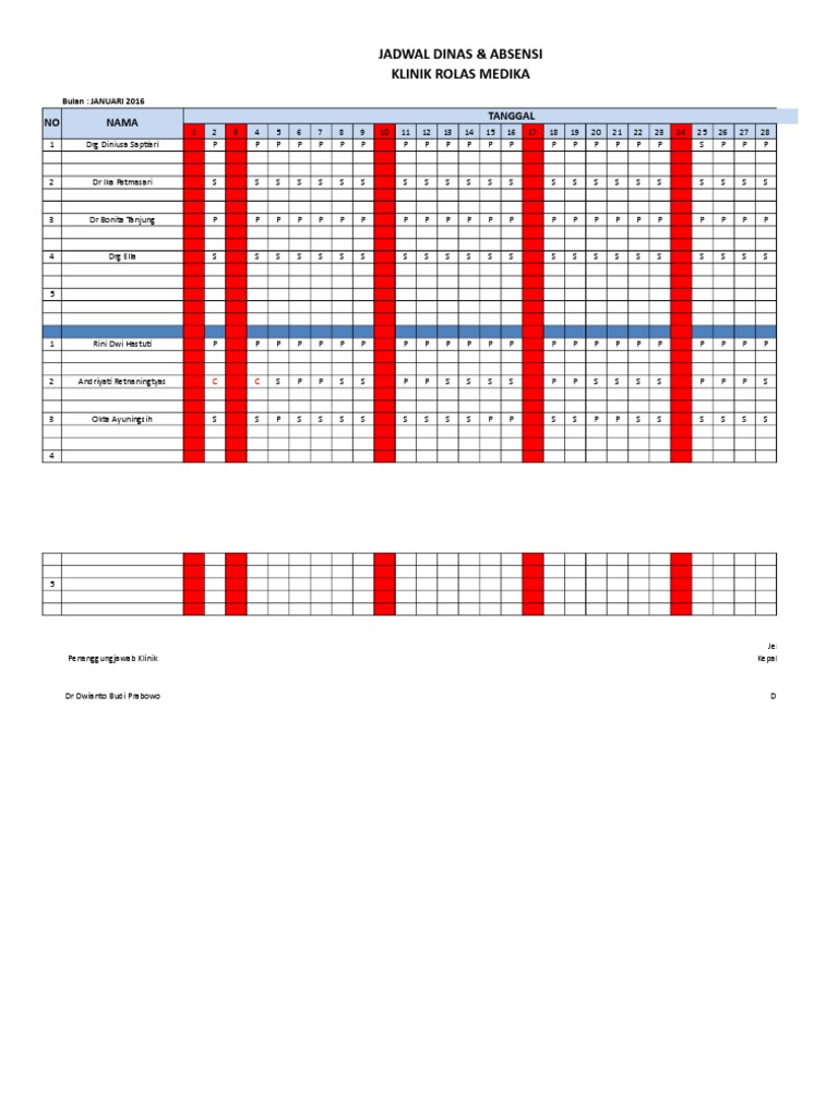 Jadwal Dinas New | PDF