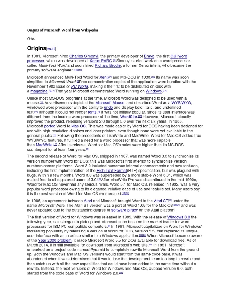 Origins of Microsoft Word Explained | PDF | Microsoft Word | Personal ...