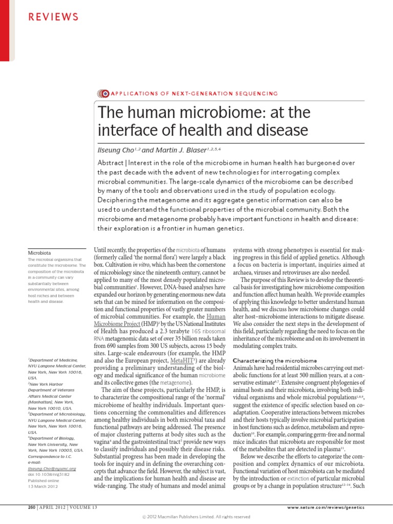 The Human Microbiome at The Interface of Health and Disease PDF | PDF ...