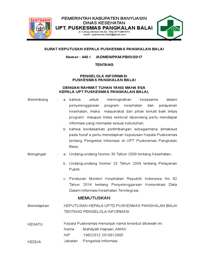 SK-Penetapan-Pengelola-Informasi - ADMEN | PDF