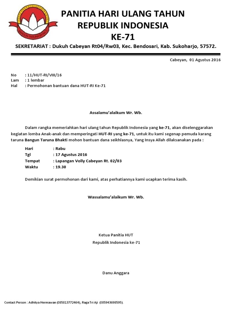 Proposal Hut Ri Ke 71