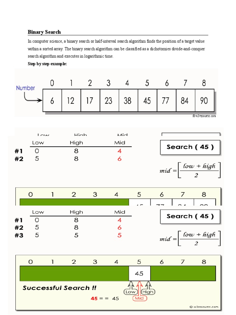 Binary Search: Step by Step Example | PDF