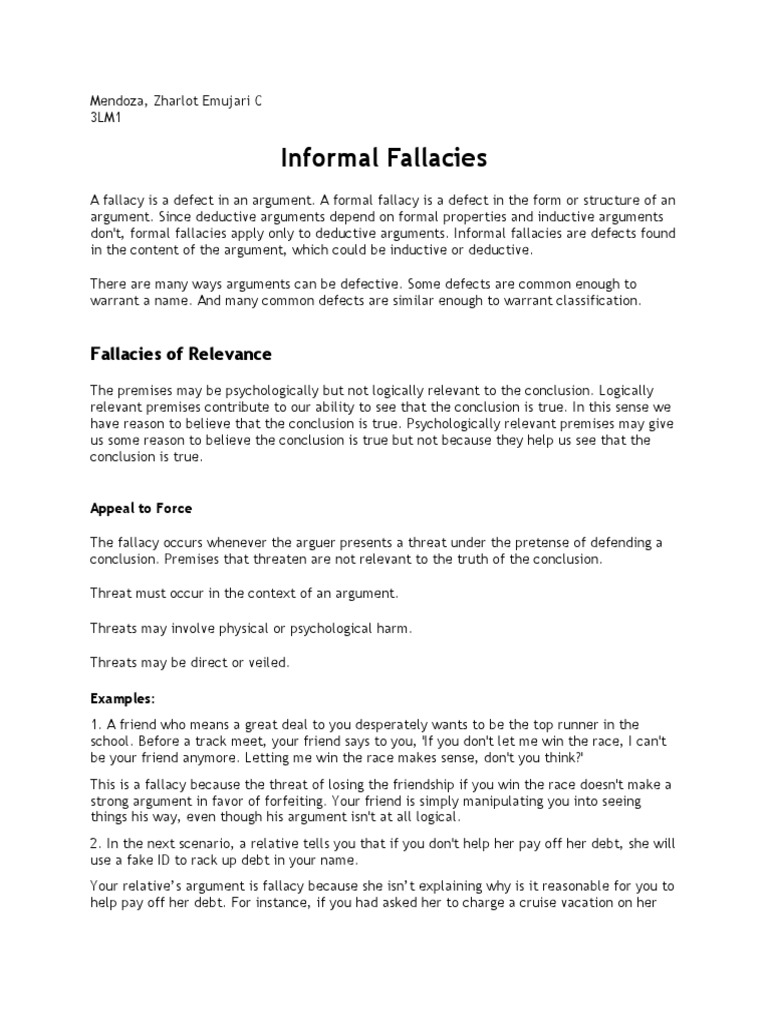 Informal | PDF | Fallacy | Argument