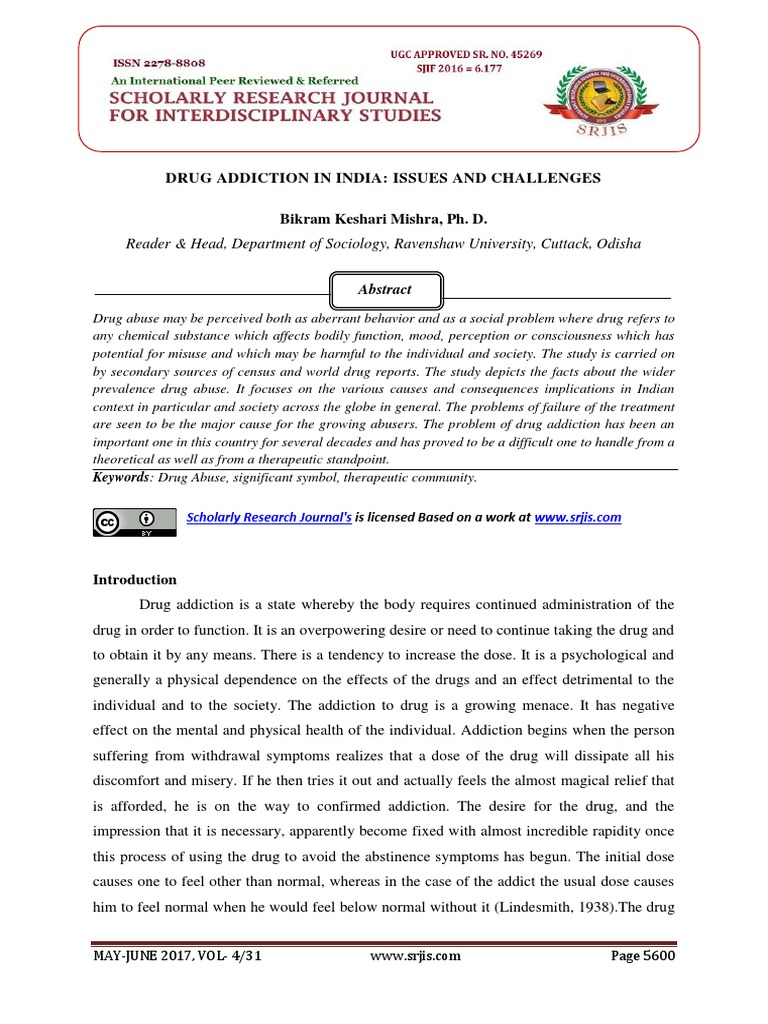 Drug Addiction in India: Challenges & Issues | PDF | Substance Abuse ...