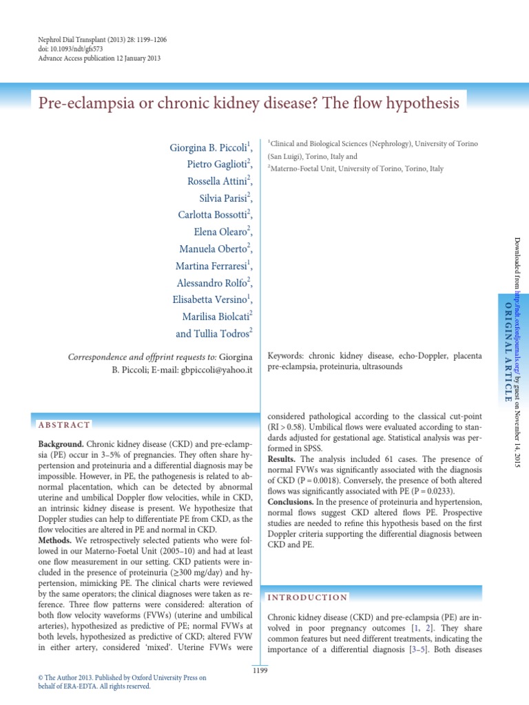 PreEclampsia or Chronic Kidney Disease? The Ow Hypothesis PDF