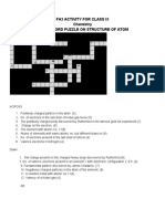 Fa3 Activity For Class Ix Chemistry Cross Word Puzzle On Structure of Atom