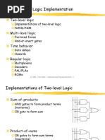 Combinational Logic Implementation: Two-Level Logic Multi-Level Logic Time Behavior Regular Logic