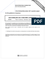 0510 English As A Second Language: MARK SCHEME For The October/November 2011 Question Paper For The Guidance of Teachers