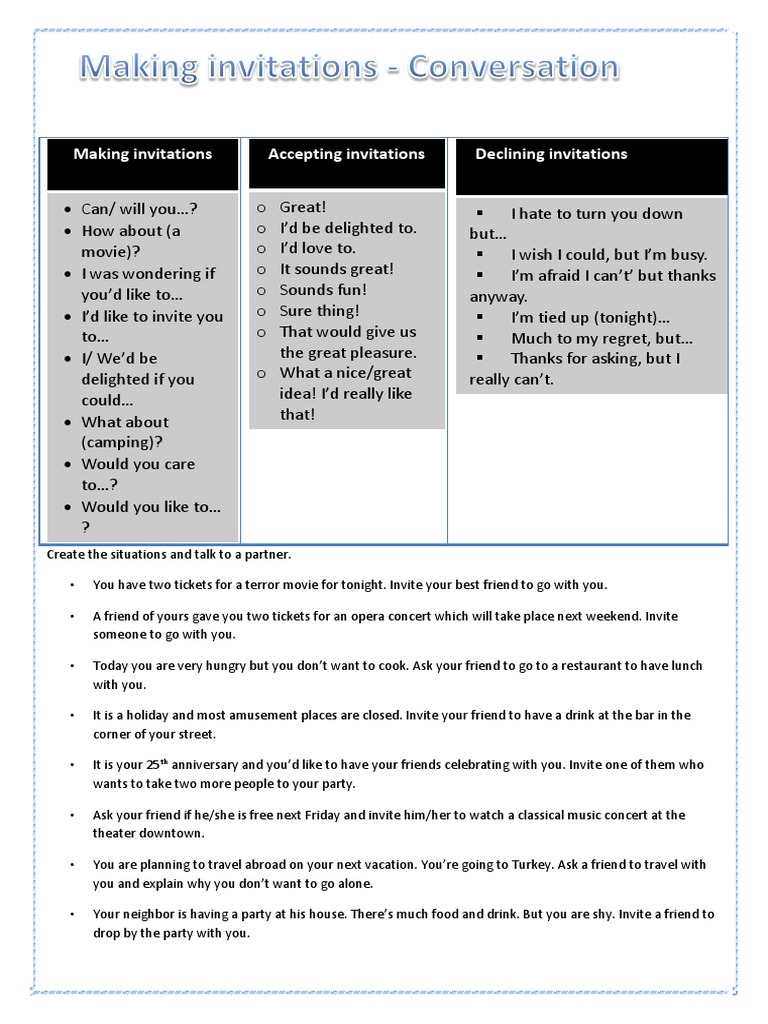 Invitation Responses: Exercises and Examples | PDF | Leisure