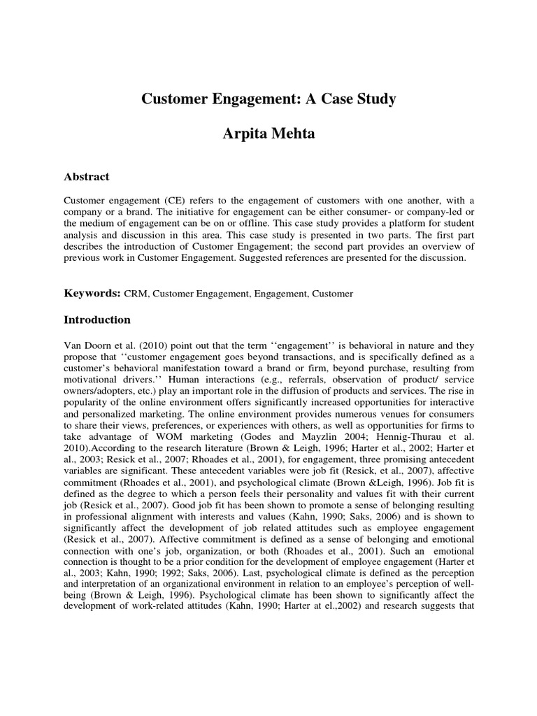 Customer Engagement Case Study Analysis | PDF | Customer Relationship ...