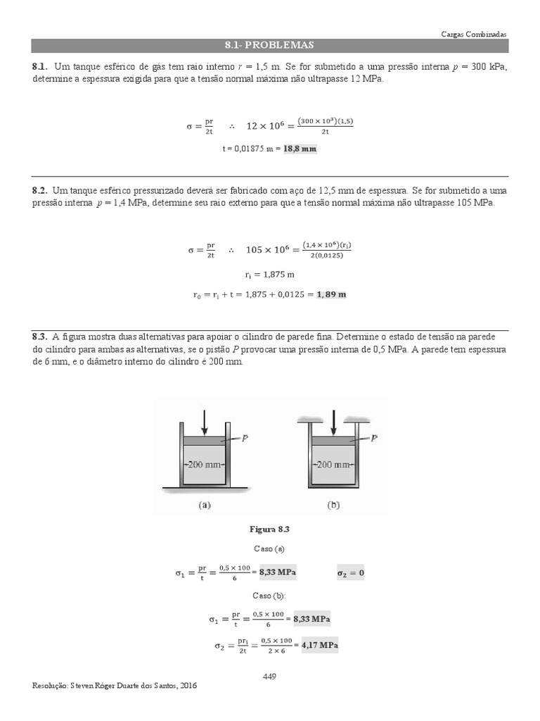 Cálculo de Tensões em Estruturas | PDF | Estresse (Mecânica) | Pressão