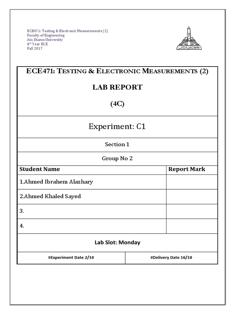 ECE471 Lab Report: Testing & Measurements | PDF | Science & Mathematics