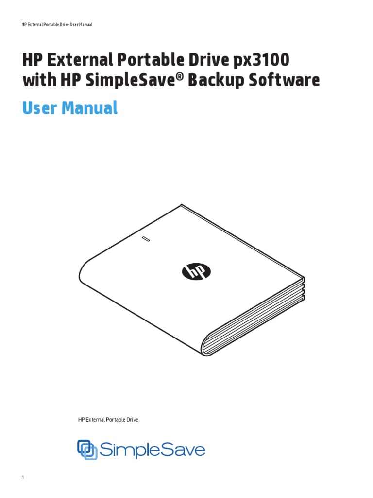 HP External Portable Drive Px3100 With HP Simplesave® Backup Software