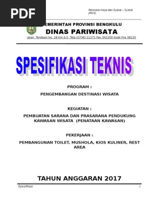 Spesifikasi Teknis Pariwisata Pdf