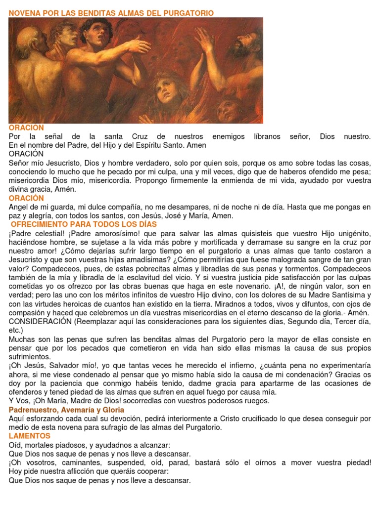 Novena por las Benditas Almas del Purgatorio | PDF | Purgatorio | Oración