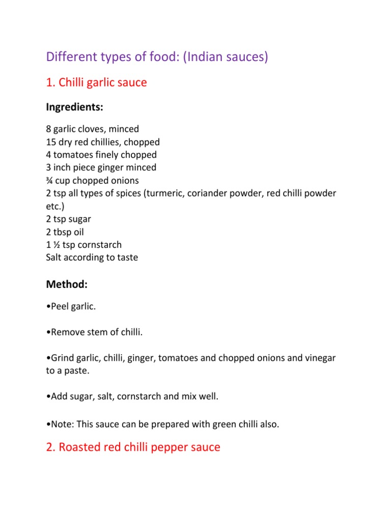 Indian Sauces: Types and Recipes | PDF | Tomato Sauce | Chili Pepper