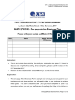 QUIZ 2 (FKEKK NOV 2017) - One Page Action Business Plan