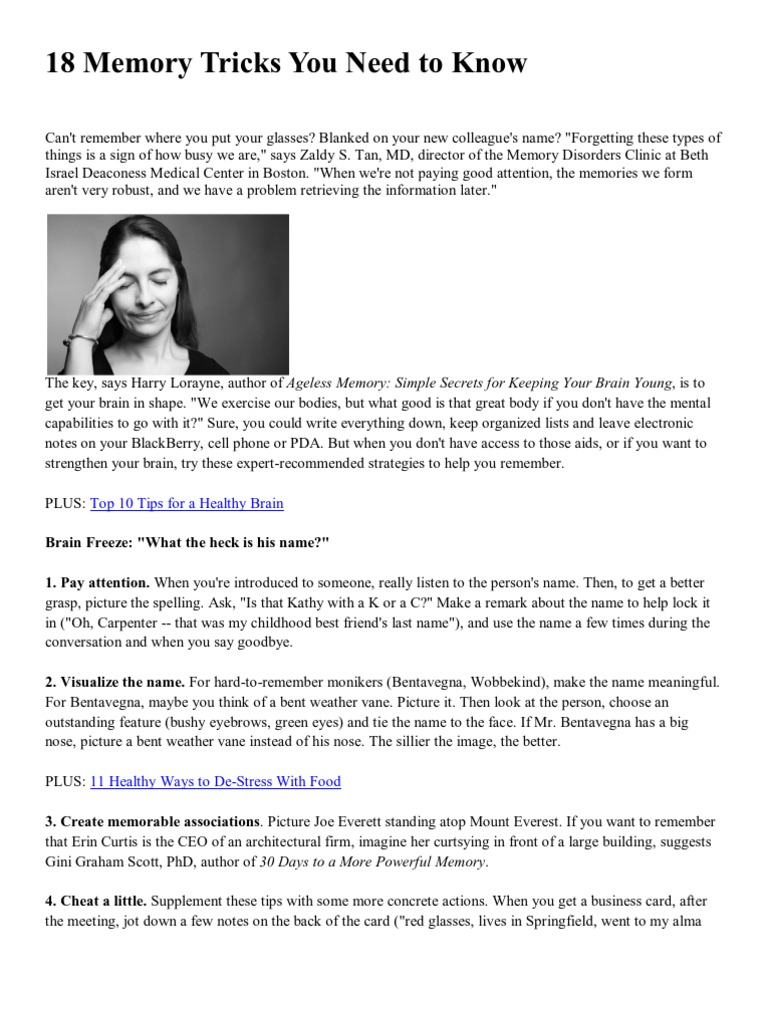 18 Memory Tricks You Need To Know | PDF