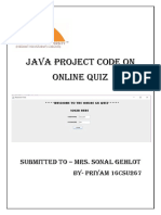 Java Project Code On Online Quiz: SUBMITTED TO - Mrs. Sonal Gehlot