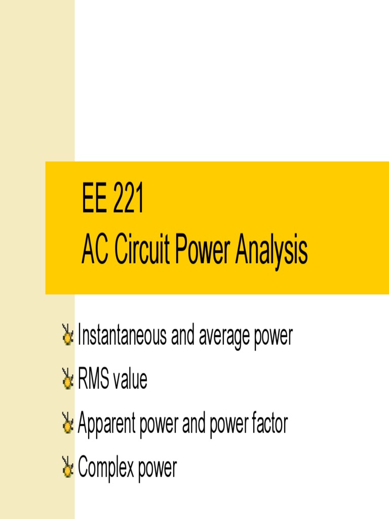 AC Circuit Power Analysis PDF Ac Power Root Mean Square