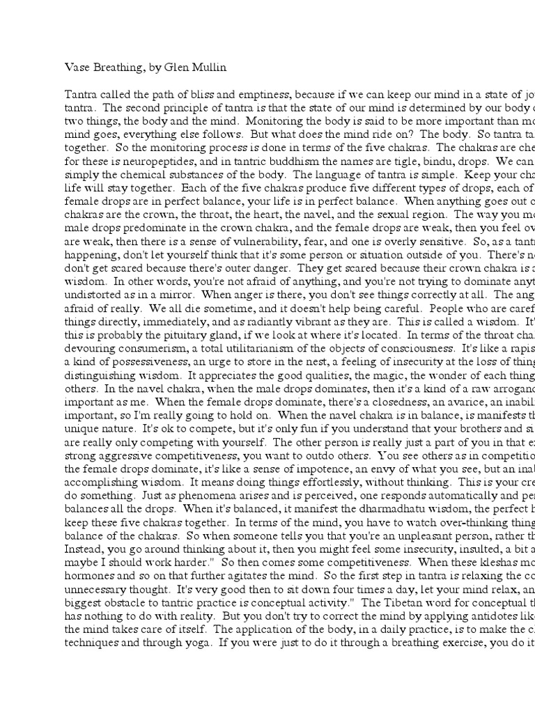 Vase Breathing Glen Mullin PDF Vajrayana Chakra