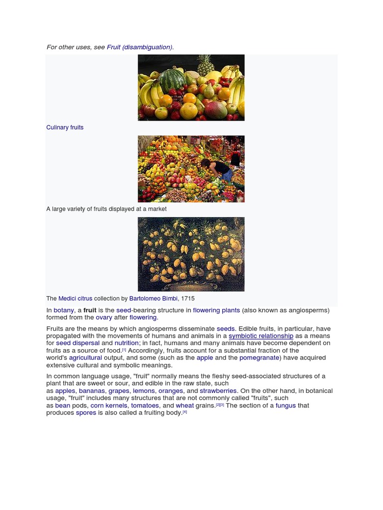 For Other Uses, See .: Fruit (Disambiguation) | PDF