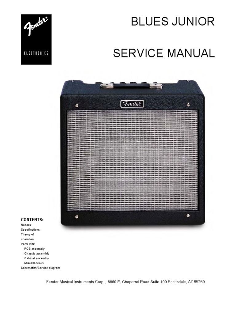 Fender Blues Junior PR 295 Service Manual PDF PDF Business