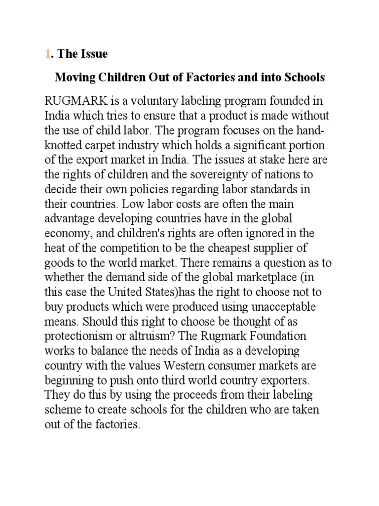 Rugmark: Combating Child Labor in India | PDF | Child Labour | Carpet