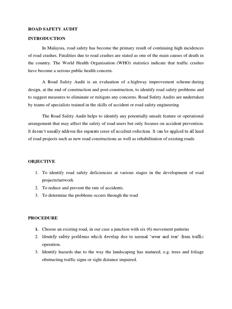 Road Safety Audit | PDF | Road Traffic Safety | Traffic Collision